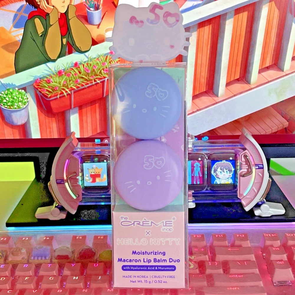 The Creme Shop Hello Kitty Lip Balm 50th 2 Moisturizing Macaron Duo Set Sanrio